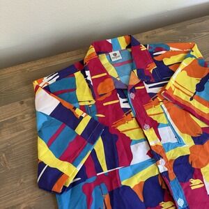Tailor Pai Love Men's Large Multicolor Bright Vibrant Short Sleeve‎ Button Shirt